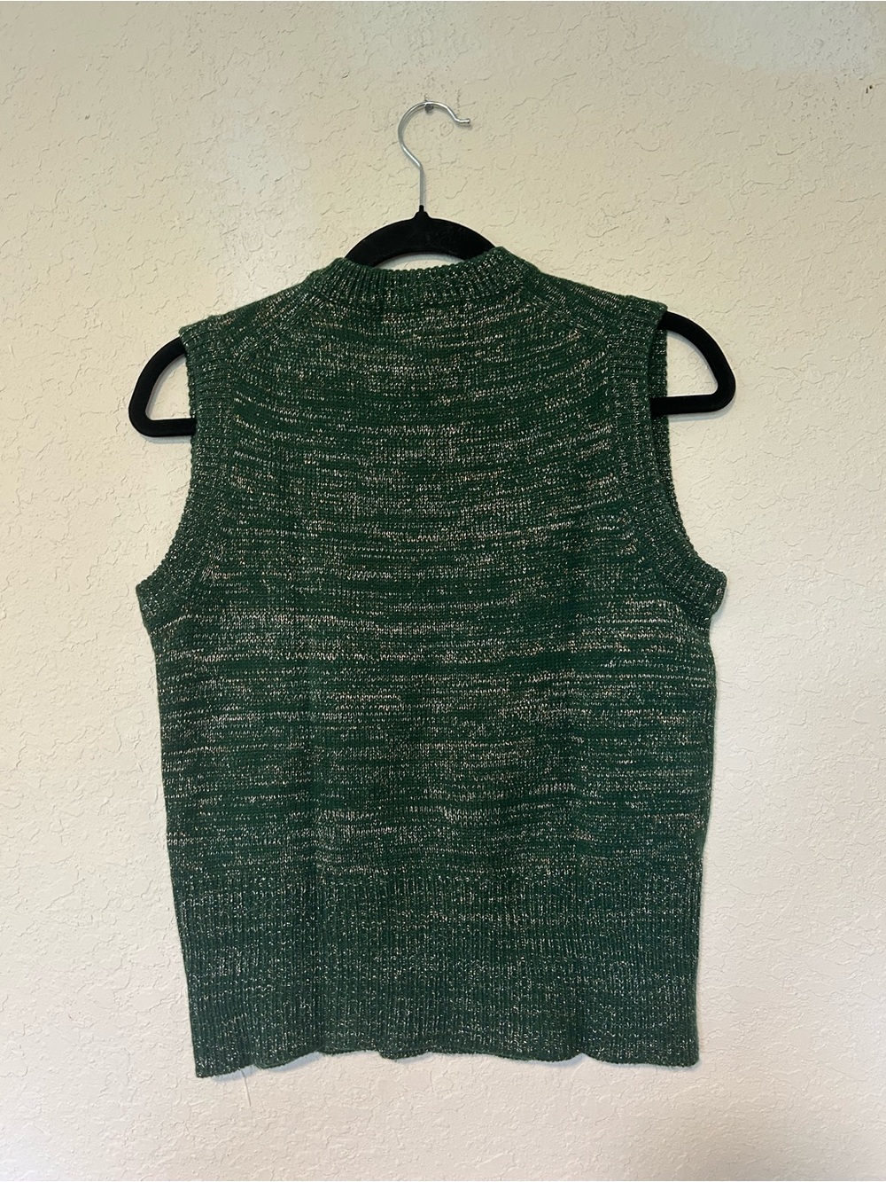 Vintage Bandini Green Knit Sweater Vest, V-Neck Sleeveless Metallic Speckled M - Picture 4 of 6